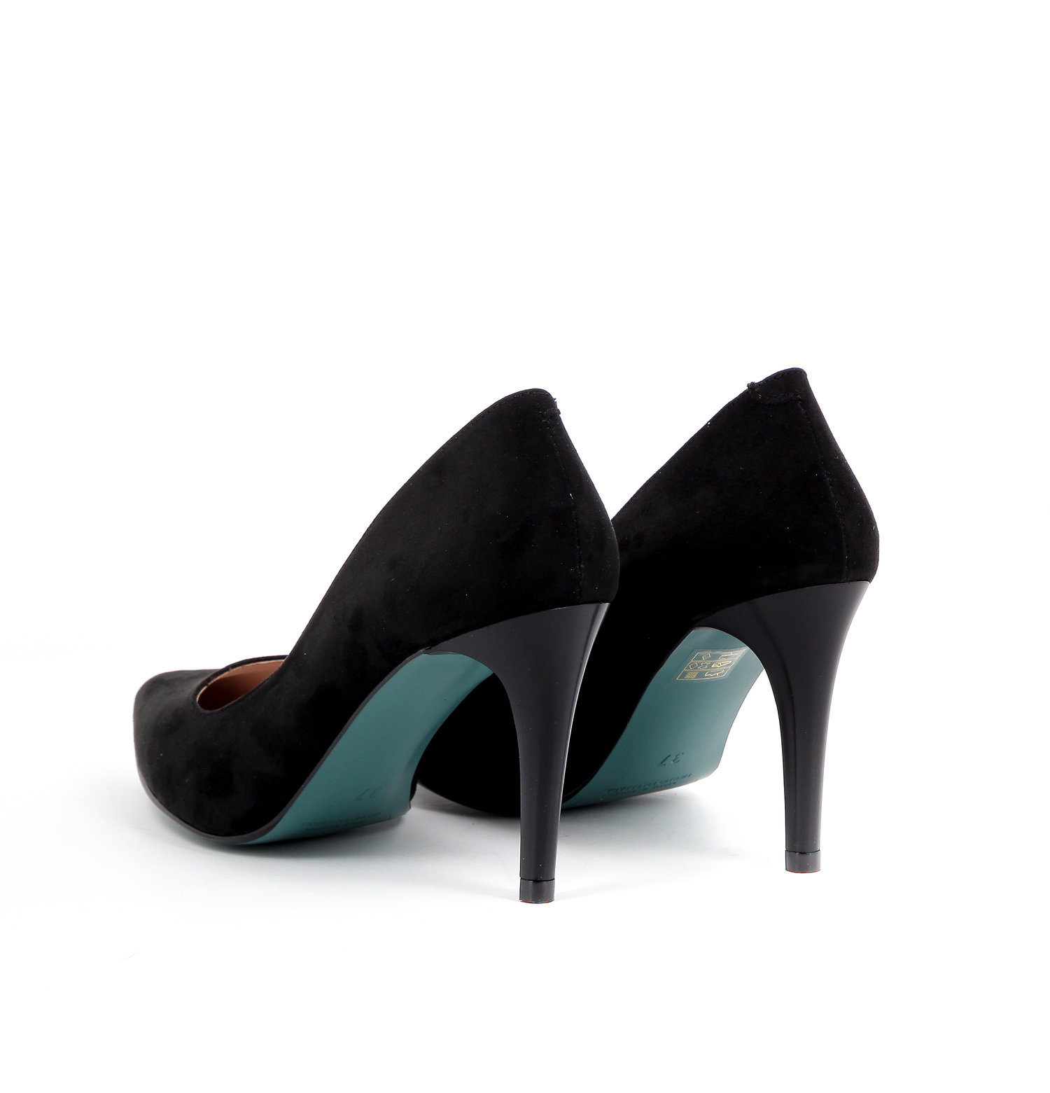 Suedine pump zwart 8 cm