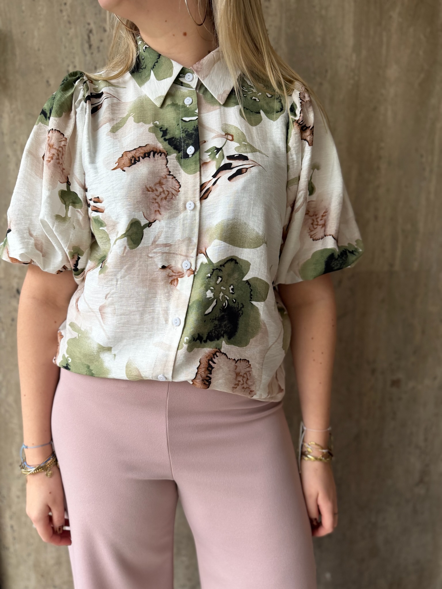 Ella Blouse - Green leaves