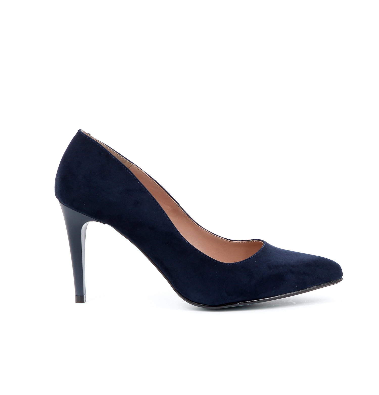 Suedine pump blauw 8cm