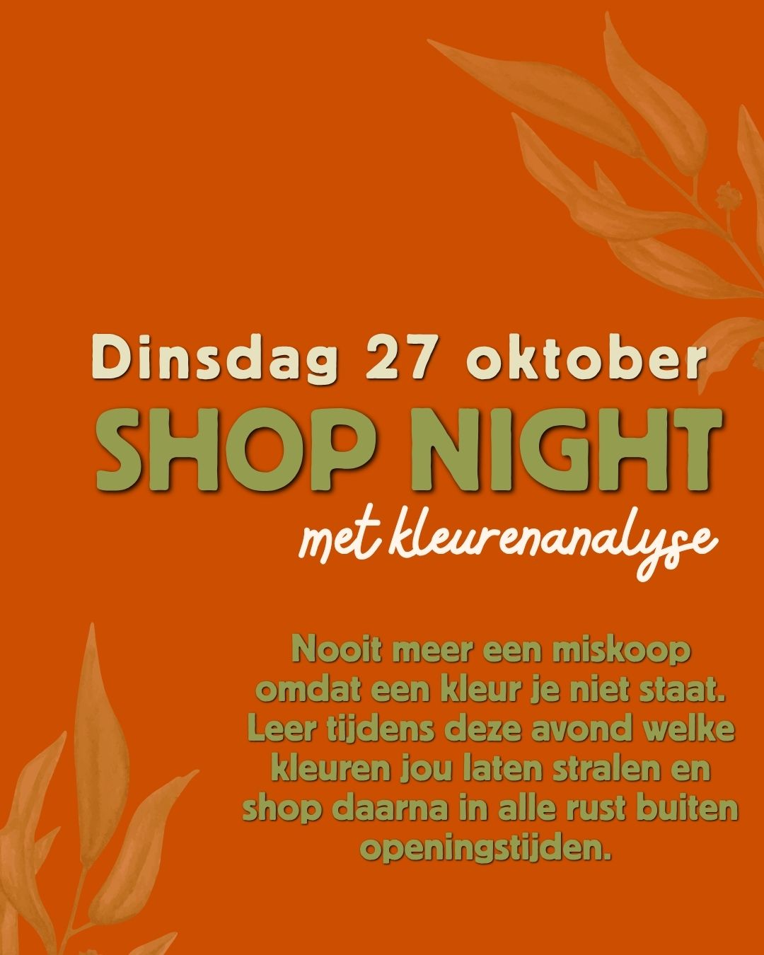 Ticket Shop Night en kleuren analyse - dinsdag 27 oktober 2026