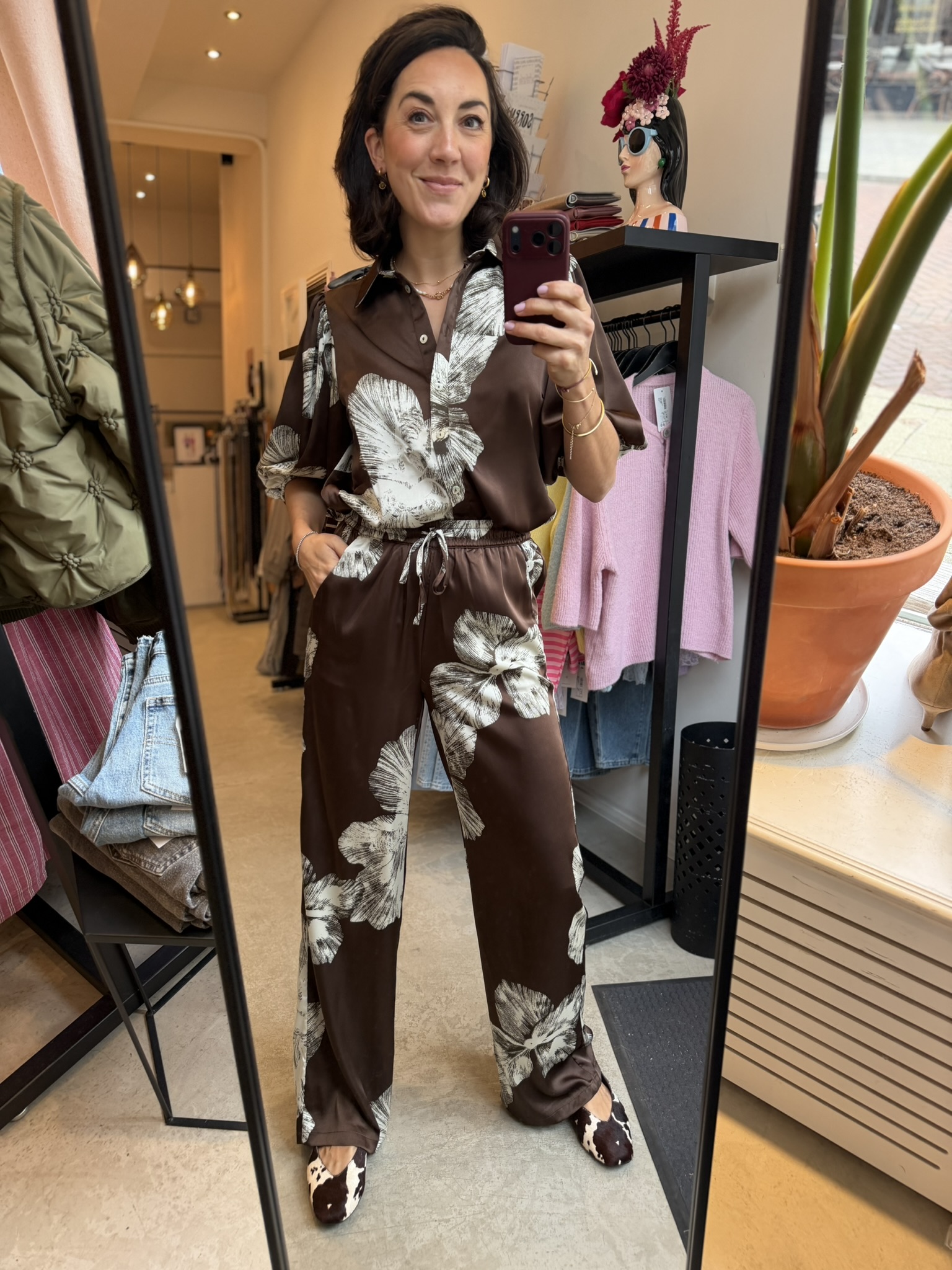 Ella Pants - Brown Flower