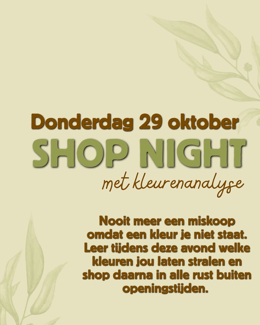 Ticket Shop Night en kleuren analyse - donderdag 29 oktober 2026