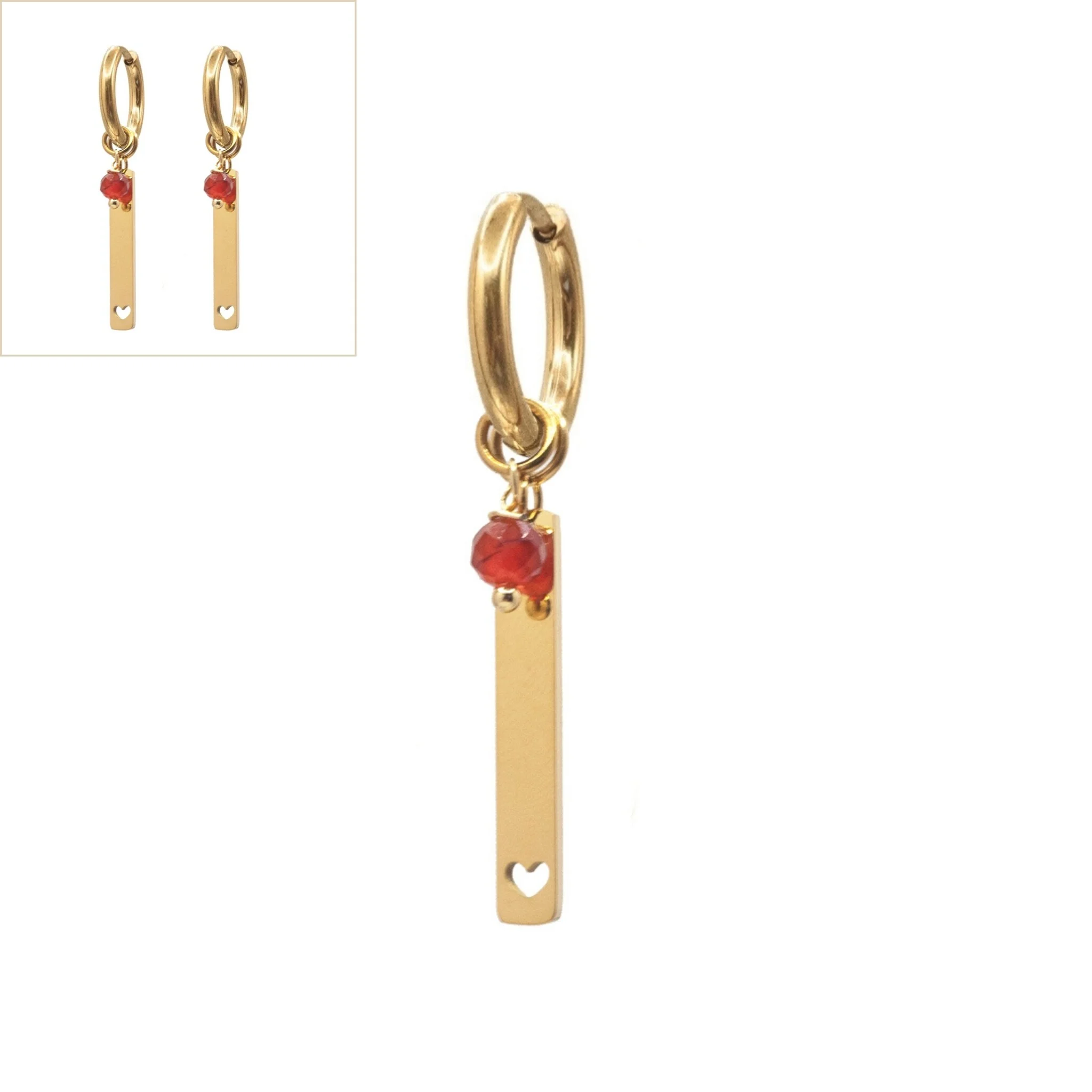 Oorringen Bar Carneool Glad