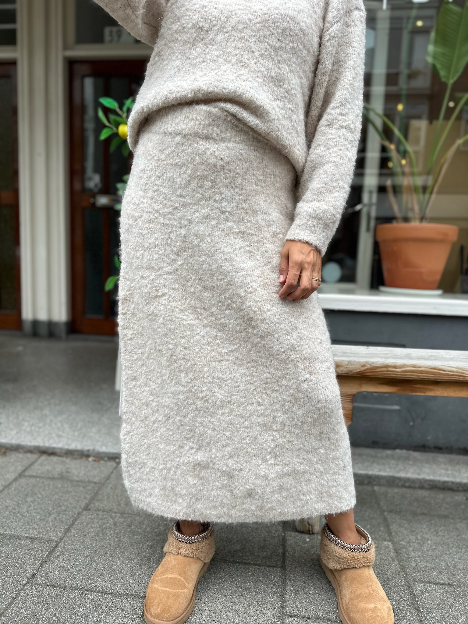 Kaia Boucle Midi Knit Skirt