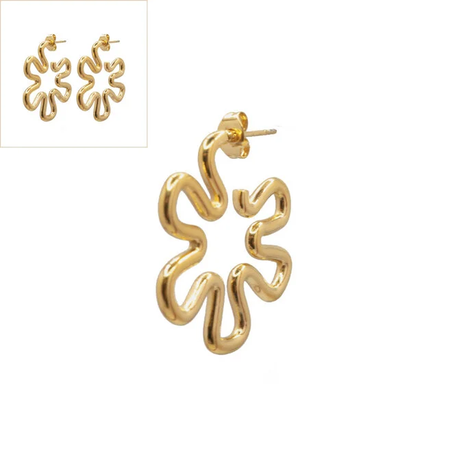 Oorstekers Shaped Flower goud