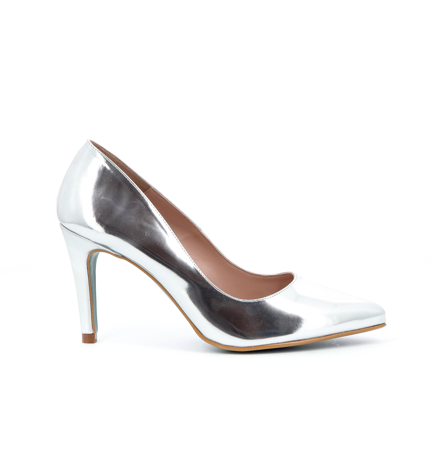 Metallic pump zilver 8 cm