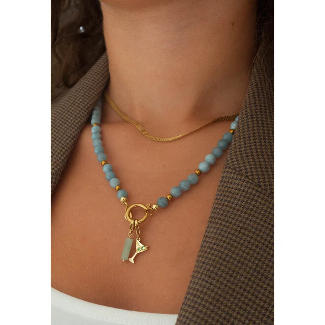 Ketting Jade 6mm Blauw