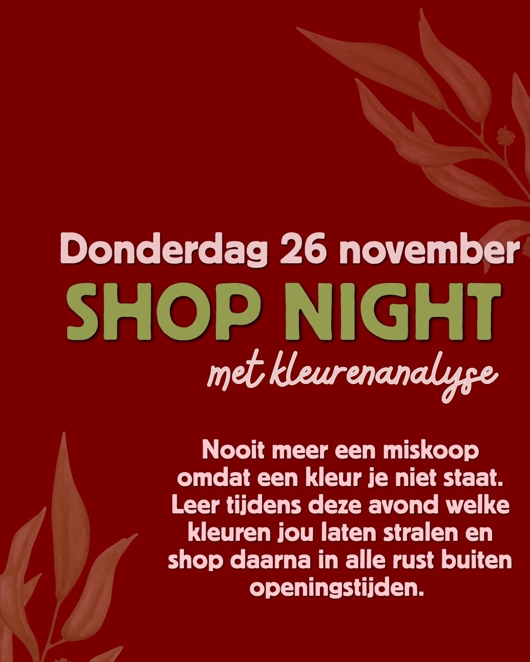 Ticket Shop Night en kleuren analyse - donderdag 26 november 2026