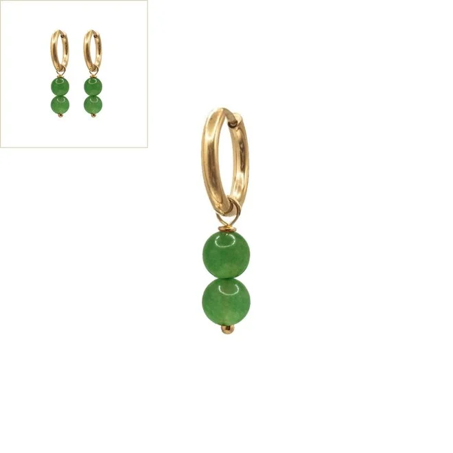 Oorringen Jade 6mm Groen
