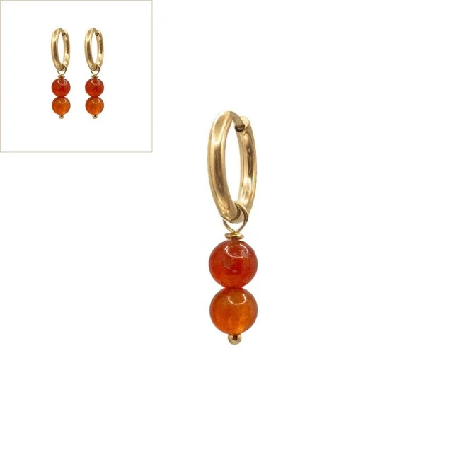 Oorringen Jade 6mm Roestbruin