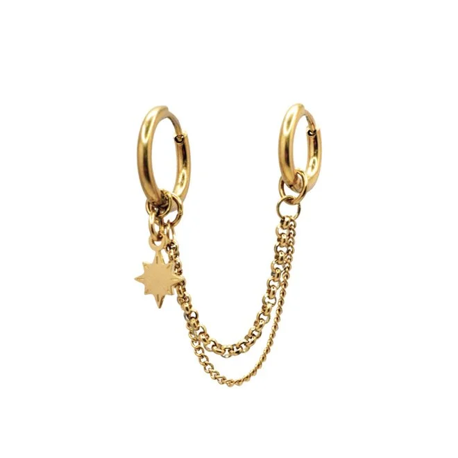 Oorringen Star Double Chains Glad
