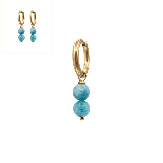 Oorringen Jade 6mm Blauw