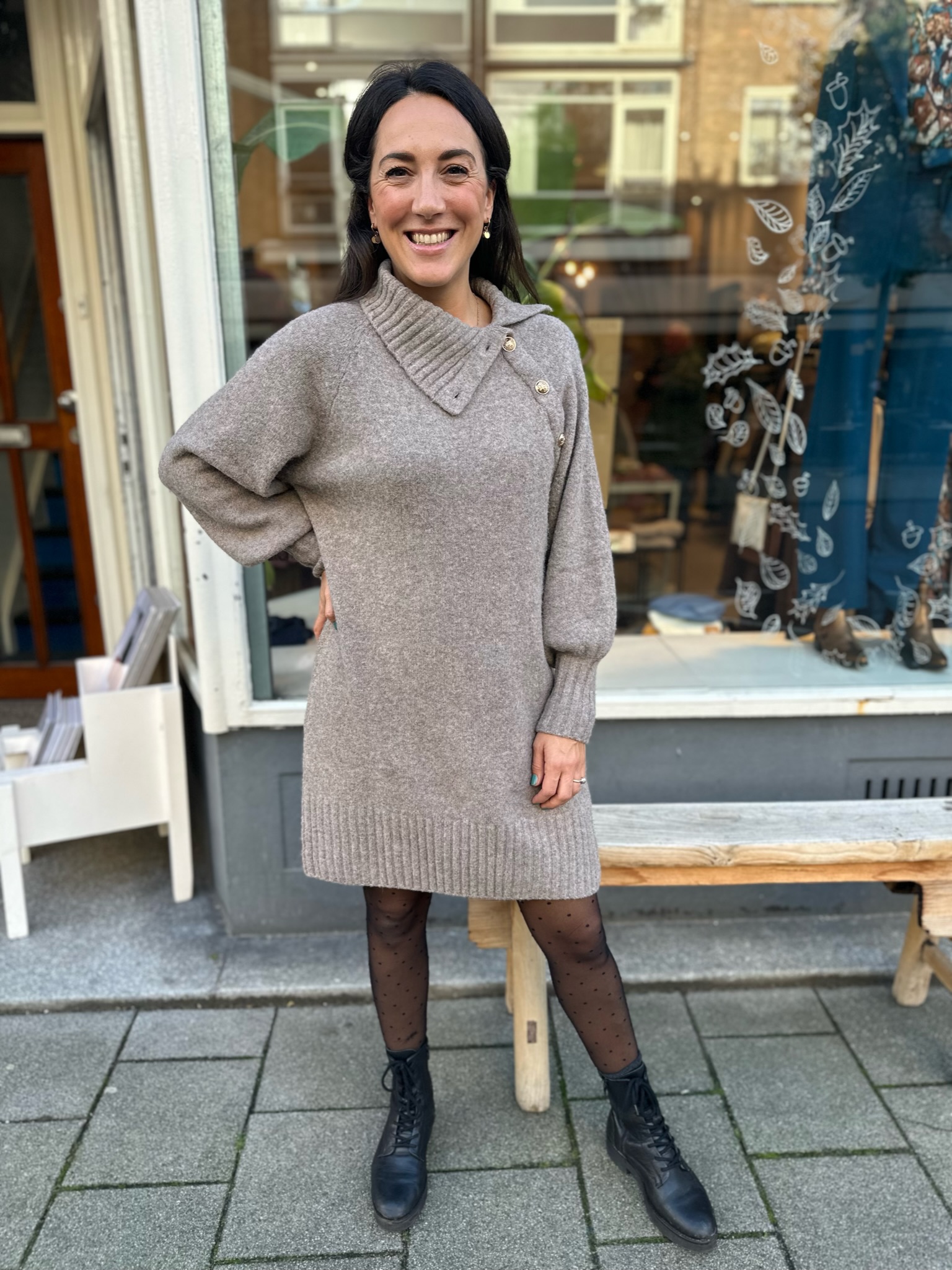 Fine High Neck Knit Dress