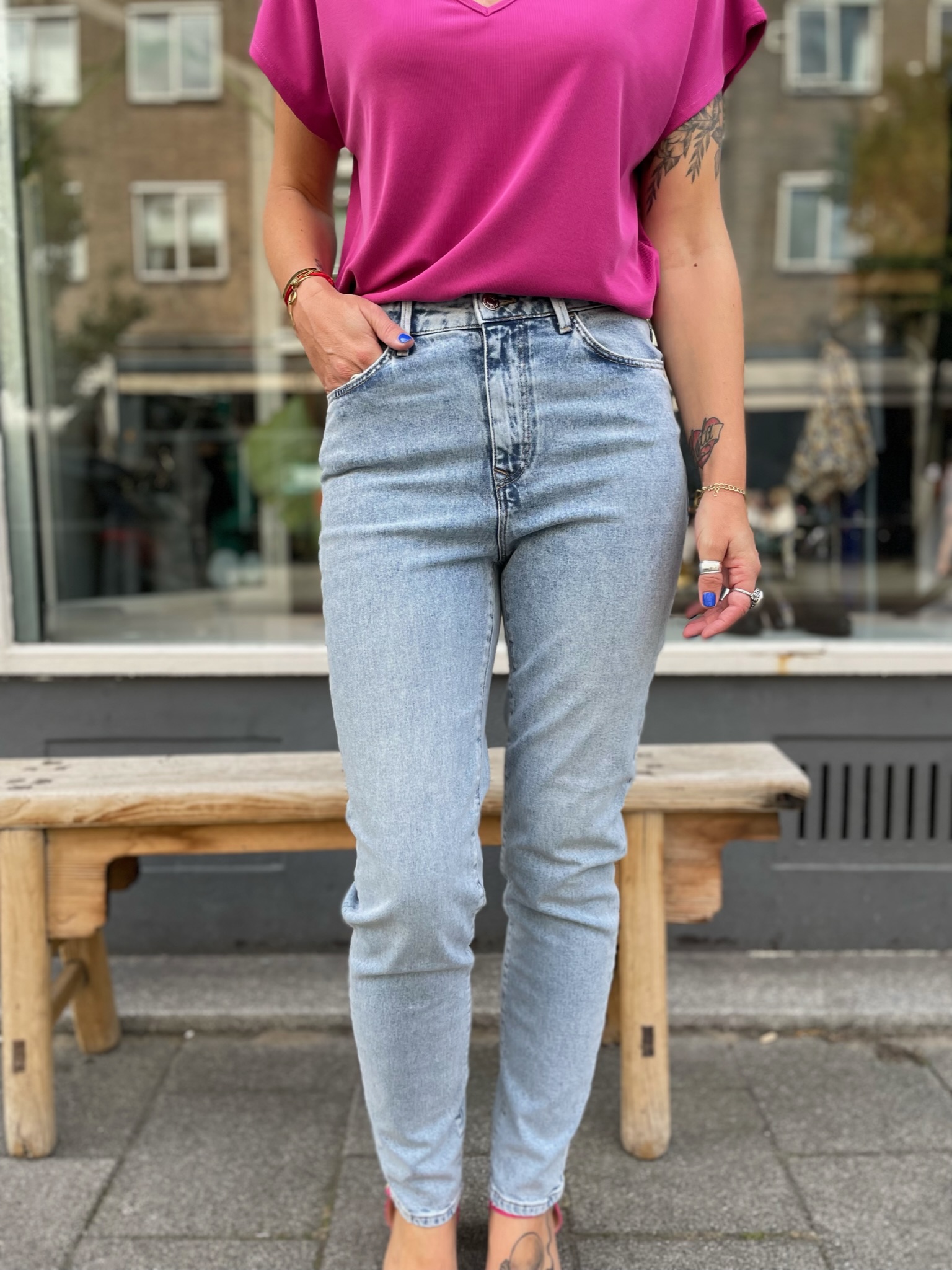 Star Mom Jeans Mid Brushed